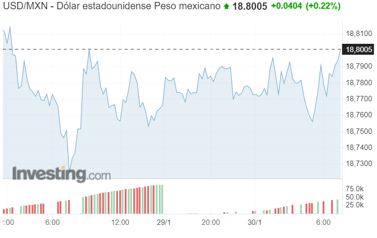 El peso mexicano inicia este lunes con un ligero retroceso frente al dólar