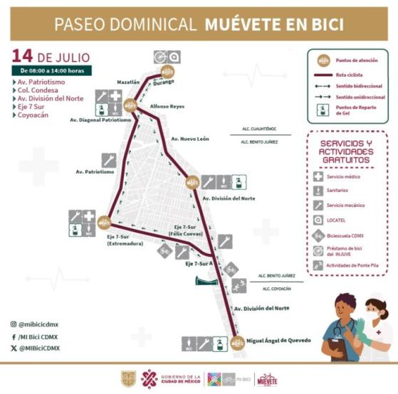 Paseo dominical «Muévete en Bici» modifica sus rutas