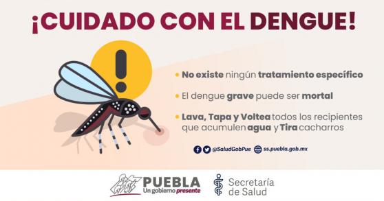 Puebla registra 27 nuevos casos de dengue; suman 1,057 personas infectadas